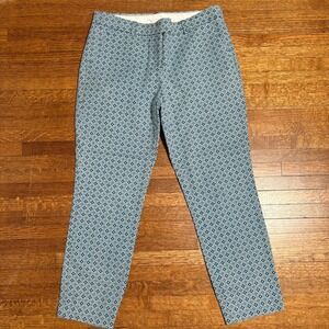 Cynthia Rowley Blue Geometric Tile Print Stretch Cotton Slim Pants Womens Size 8